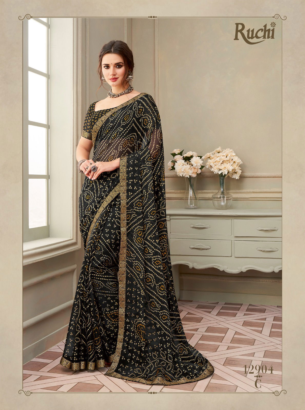 Simaya By Ruchi Printed Designer Chiffon Sarees Wholesale Market In Surat